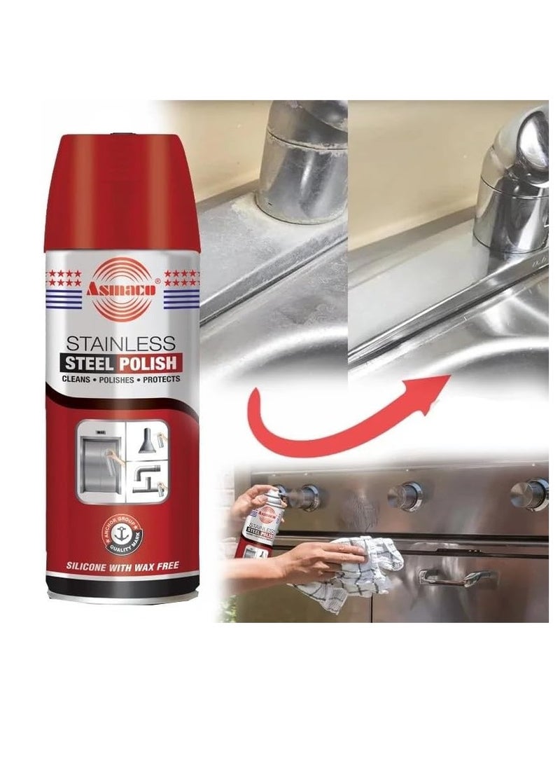 Asmaco Asmaco Stainless Steel Polish- cleans, shines, polishes, and protects steel surfaces, chrome, aluminum and other metal surface- 450ml  - Image 2