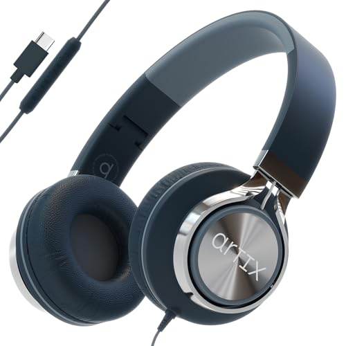 ARTIX CL750 Wired Foldable Headphones for Students & Professionals | On Ear Noise Isolating Headset with Mic for Calls & Entertainment (Graphite, USB Type C) - Image 1