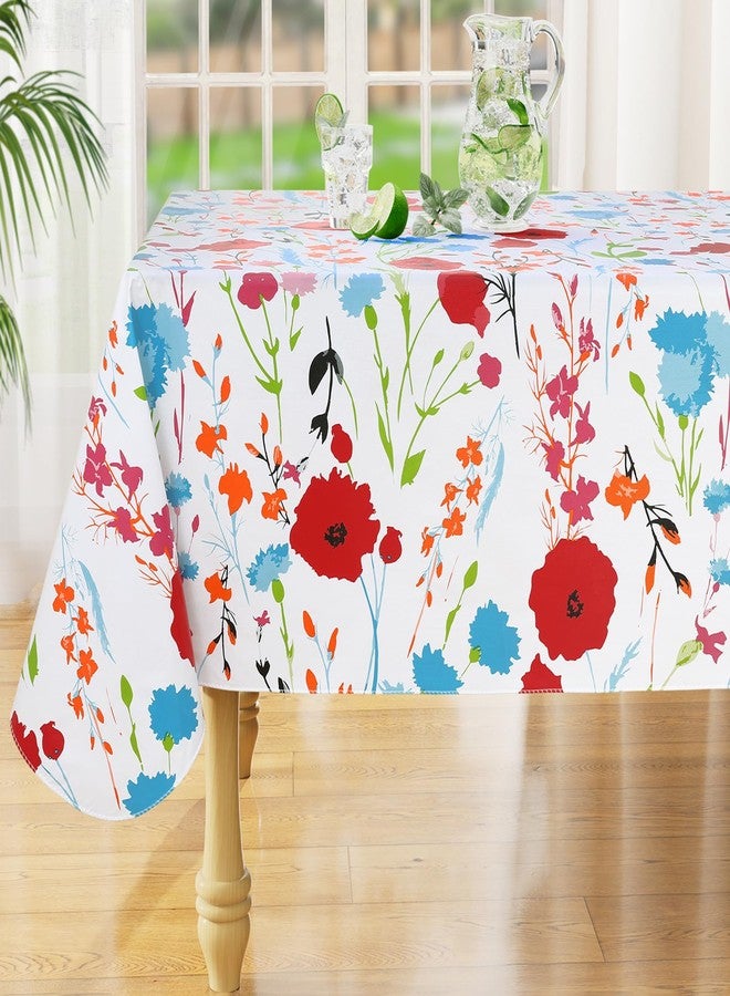 misaya Rectangle Waterproof Vinyl Table Cloth, Wipeable Tablecloth with Flannel Backing, Plastic Table Cover for Dinner, Picnic, Indoor and Outdoor (Flowers, 52" x 70") - Image 1