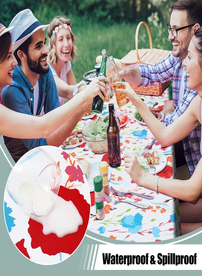 misaya Rectangle Waterproof Vinyl Table Cloth, Wipeable Tablecloth with Flannel Backing, Plastic Table Cover for Dinner, Picnic, Indoor and Outdoor (Flowers, 52" x 70") - Image 2