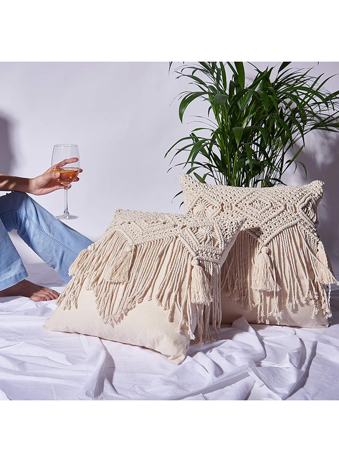 انتيكيانو قطعتان من غطاء وسادة مكرمية بنمط بوهيمي، للسرير والأريكة ديكور أنيق 40x40 سم - Image 4