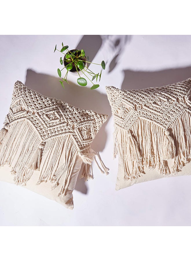 انتيكيانو قطعتان من غطاء وسادة مكرمية بنمط بوهيمي، للسرير والأريكة ديكور أنيق 40x40 سم - Image 3