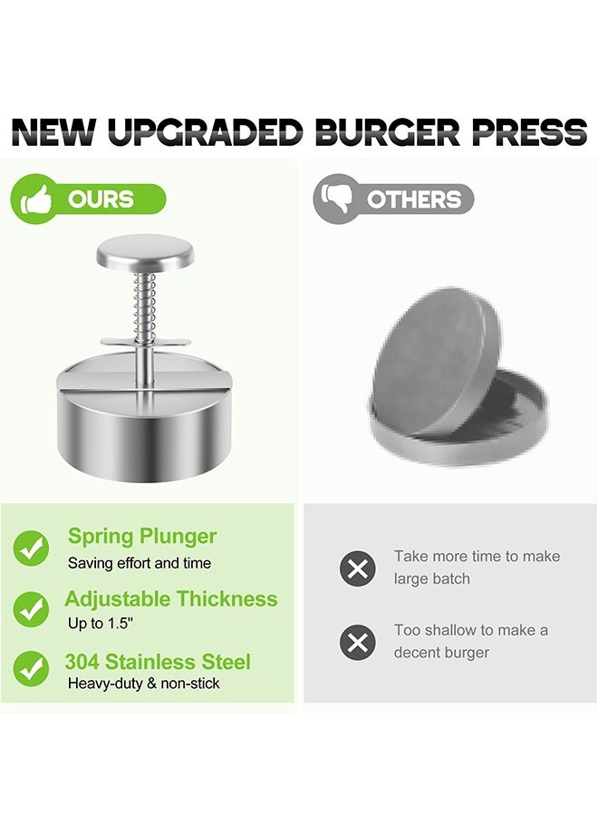 Burger Press, Stainless Steel Adjustable Hamburger Meat Press, Non Stick Patty Making molds are Suitable for Beef, Vegetables, Burgers and Cooking,BPA Free - Ideal for BBQ, Silver - Image 5