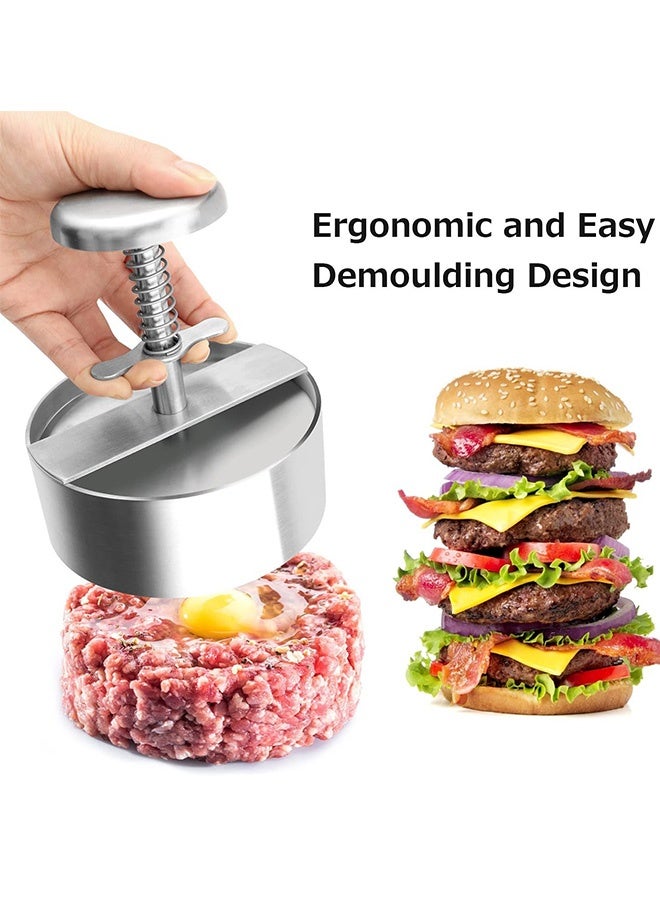 Burger Press, Stainless Steel Adjustable Hamburger Meat Press, Non Stick Patty Making molds are Suitable for Beef, Vegetables, Burgers and Cooking,BPA Free - Ideal for BBQ, Silver - Image 3
