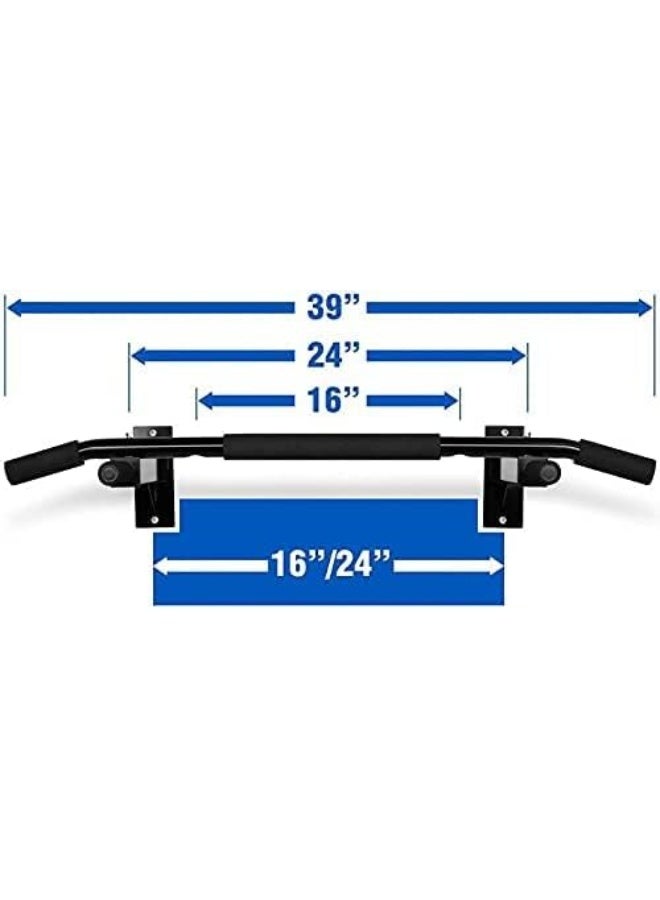 Marshal Fitness Wall Mounted Pull Up Bar, Strength Training Pull-UP Bars, Heavy Duty Chin Up Bar Wall Mount with Exercise Bands, 8 Hole Design for Home Gym Indoor Workout/Home Gym, Max Weight 400 LBS - Image 3