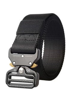 Generic Traing Tactical Belt Military Style Girdle Utility for Men Waistband Nylon Webbing Band with V-Ring Heavy-Duty Quick-Release Zinc Alloy Buckle Elastic Ring Allergy Free - Black  - Image 1
