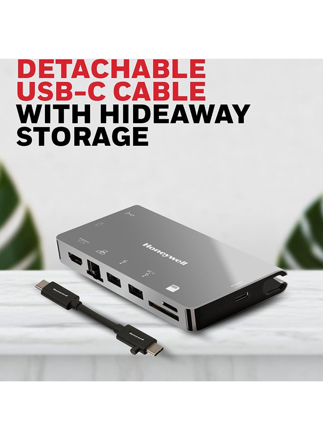 Honeywell 8-in-1 Type C Ultra Dock With 4K HDMI, VGA, RJ45 Ethernet, 2xUSB 3.0 And Type C 3.0 Port, SD And Micro SD Slot, Compatible With Laptop, PC, Dell, HP Macbook Grey - Image 2