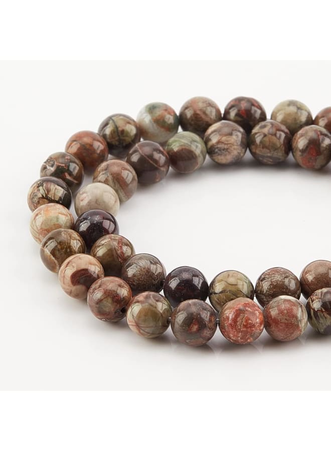 92 Pcs Round Natural Ocean Agate Ocean Jasper Beads 8mm Gemstone Loose Smooth Beads Crystal Energy Stone Healing Power Beads for Jewelry Earrings Bracelet Necklace Making and DIY Craft  - Image 3