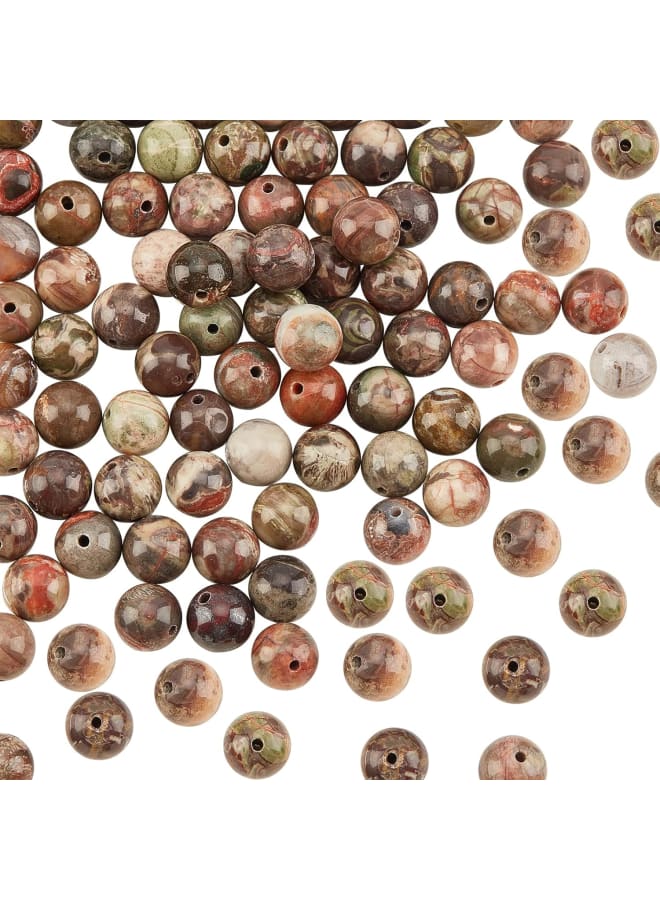 92 Pcs Round Natural Ocean Agate Ocean Jasper Beads 8mm Gemstone Loose Smooth Beads Crystal Energy Stone Healing Power Beads for Jewelry Earrings Bracelet Necklace Making and DIY Craft  - Image 1