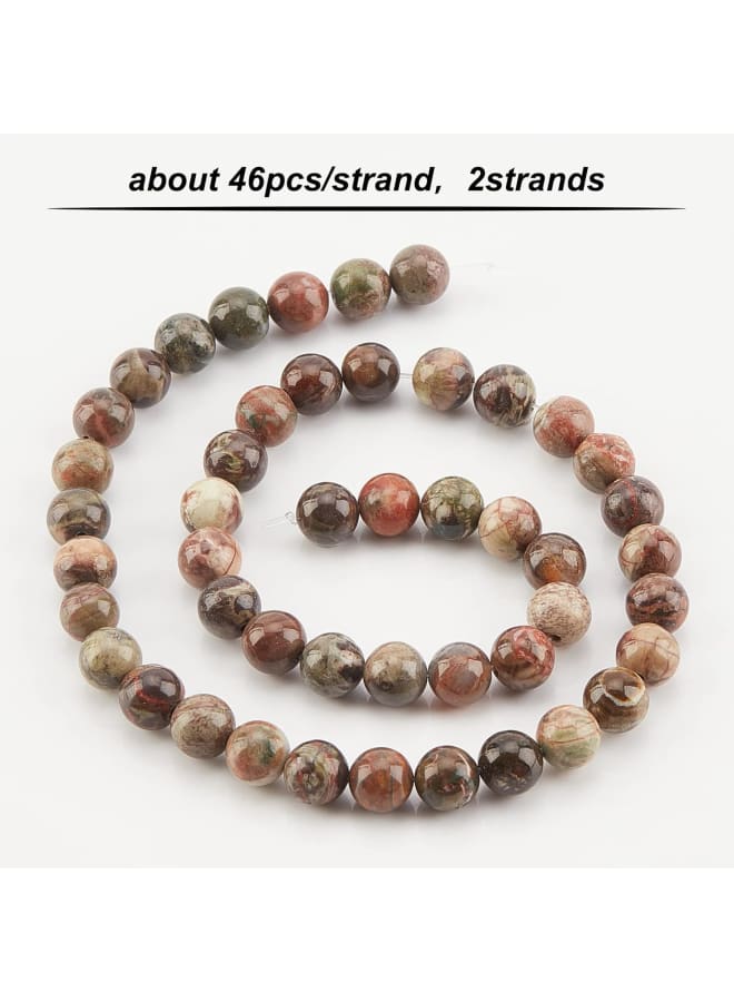 92 Pcs Round Natural Ocean Agate Ocean Jasper Beads 8mm Gemstone Loose Smooth Beads Crystal Energy Stone Healing Power Beads for Jewelry Earrings Bracelet Necklace Making and DIY Craft  - Image 4