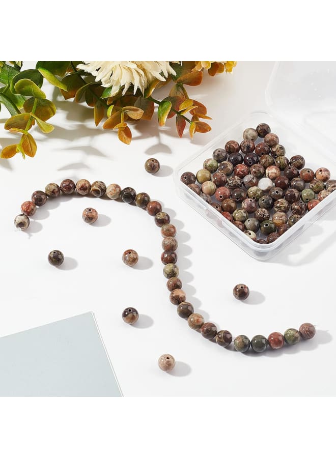 92 Pcs Round Natural Ocean Agate Ocean Jasper Beads 8mm Gemstone Loose Smooth Beads Crystal Energy Stone Healing Power Beads for Jewelry Earrings Bracelet Necklace Making and DIY Craft  - Image 5