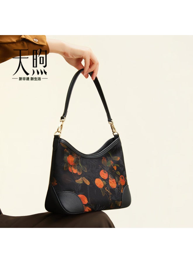 Pmsix 38 Women's Day Gift New Chinese Style Intangible Cultural Heritage Xiangyun Sha Persimmon Pattern Single Shoulder Crossbody Underarm Bag For Wife - Image 2