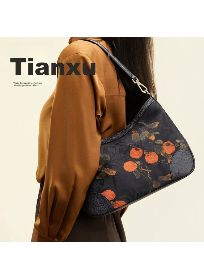 Pmsix 38 Women's Day Gift New Chinese Style Intangible Cultural Heritage Xiangyun Sha Persimmon Pattern Single Shoulder Crossbody Underarm Bag For Wife - Image 1