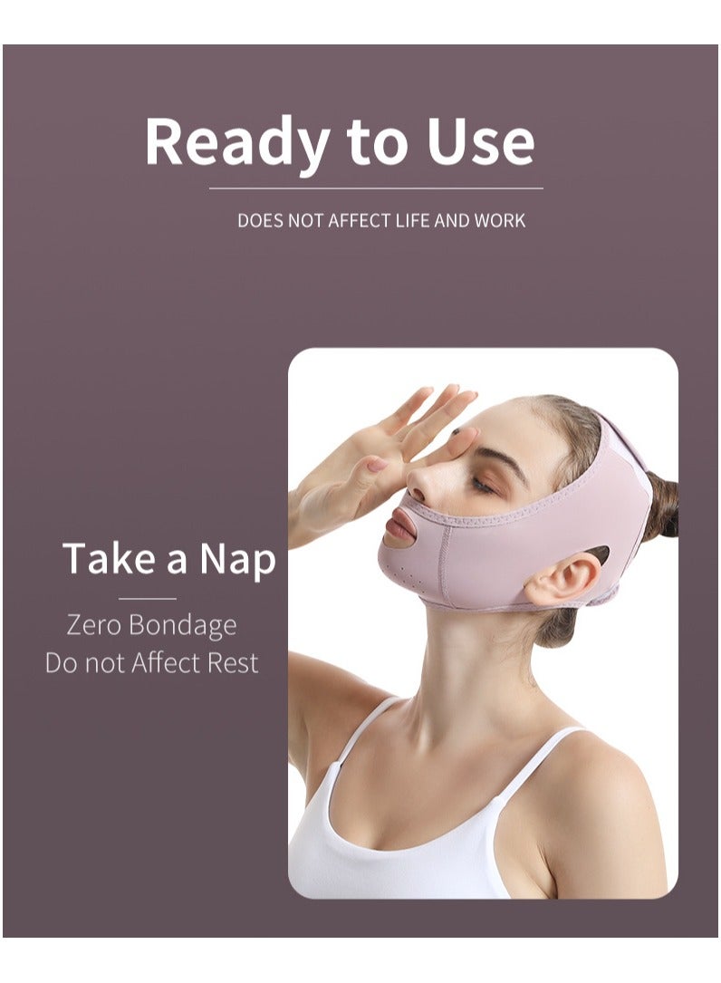 RTYY قناع شد الذقن المزدوج، قناع شد الوجه على شكل حرف V للنساء، حزام تنحيف الوجه على شكل حرف V، أداة نحت ورفع الوجه على شكل حرف V، حزام قناع تنحيف قابل لإعادة الاستخدام لشد الوجه أثناء النوم - Image 4