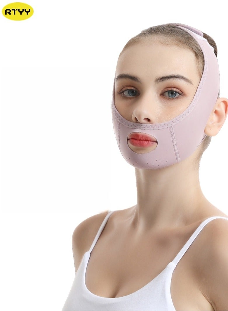 RTYY قناع شد الذقن المزدوج، قناع شد الوجه على شكل حرف V للنساء، حزام تنحيف الوجه على شكل حرف V، أداة نحت ورفع الوجه على شكل حرف V، حزام قناع تنحيف قابل لإعادة الاستخدام لشد الوجه أثناء النوم - Image 1