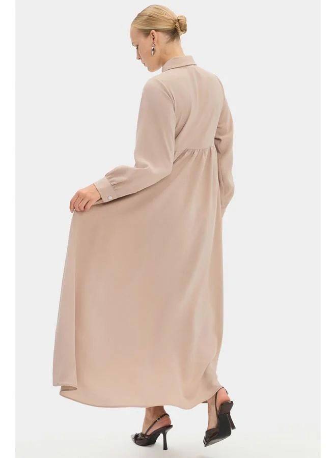 JUNE Beige Maxi Dress