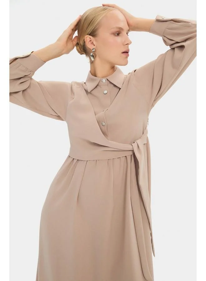 JUNE Beige Maxi Dress