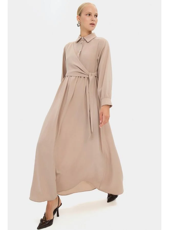 JUNE Beige Maxi Dress