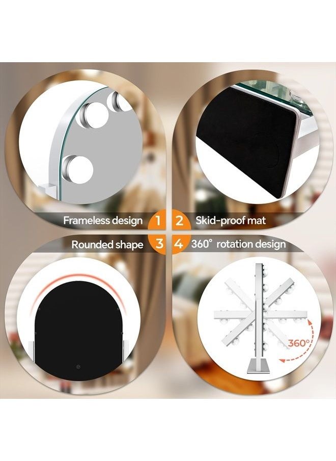 ZL ZELing - Hollywood Vanity Mirror with Lights,Makeup Arched Mirror with Smart Touch Control,3 Color Modes, Dimmable Light,360° Rotation. - Image 1
