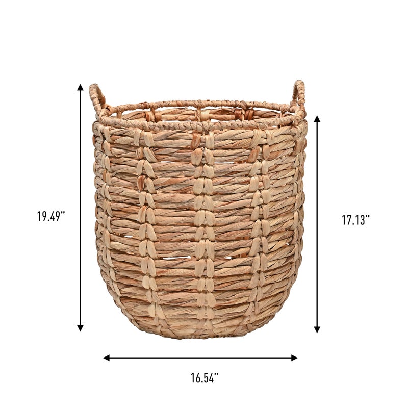 happimess BSK1003A Laurel Bohemian Hand-Woven Abaca Wicker Storage Basket with Handles, Seagrass Container for Decoration in Bedroom, Living Room, Laundry Room, Entryway, Natural - Image 2