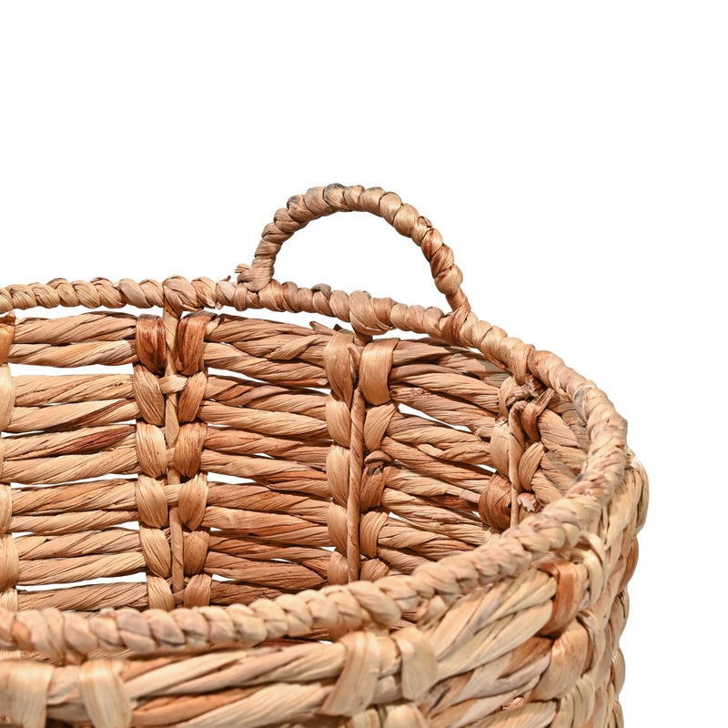 happimess BSK1003A Laurel Bohemian Hand-Woven Abaca Wicker Storage Basket with Handles, Seagrass Container for Decoration in Bedroom, Living Room, Laundry Room, Entryway, Natural - Image 4