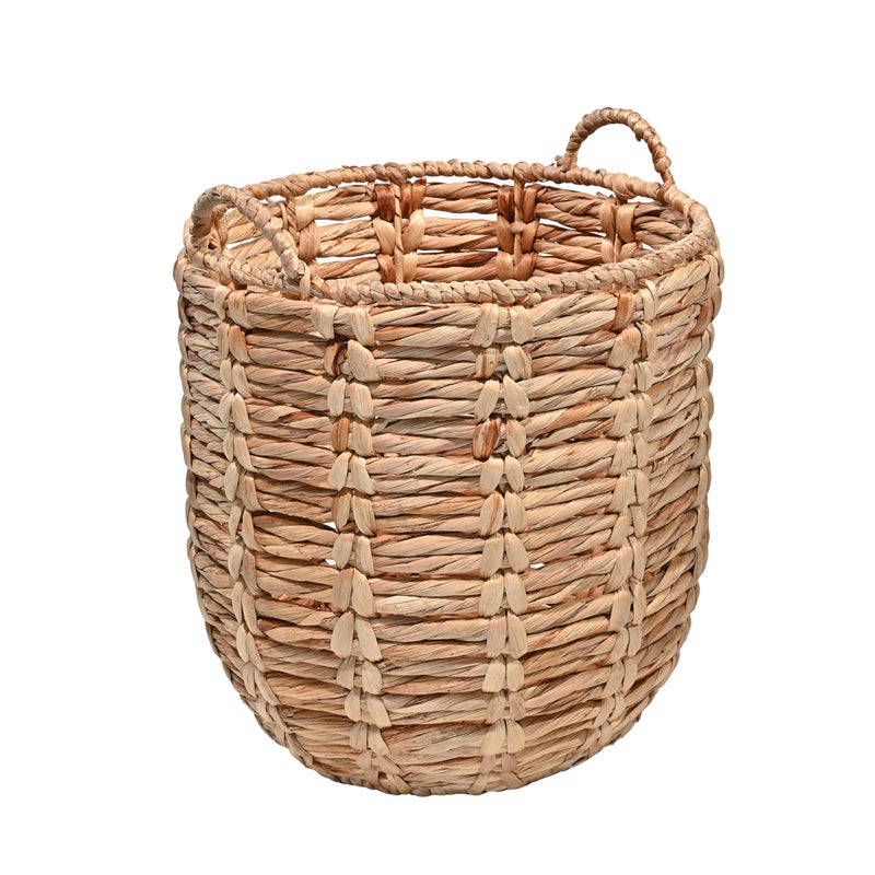 happimess BSK1003A Laurel Bohemian Hand-Woven Abaca Wicker Storage Basket with Handles, Seagrass Container for Decoration in Bedroom, Living Room, Laundry Room, Entryway, Natural - Image 1