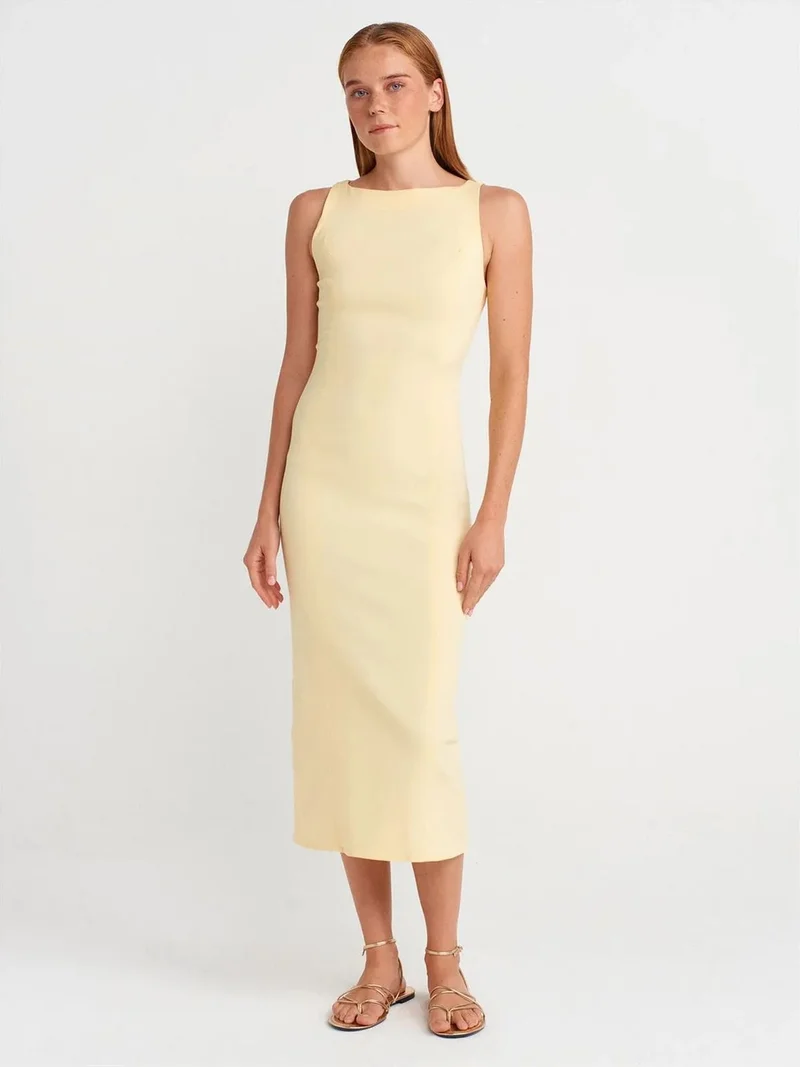 ديلفين Dilvin Sleeveless Midi Bodycon Dress With Slit