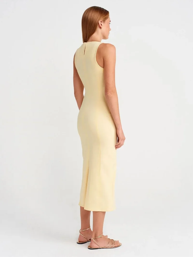 ديلفين Dilvin Sleeveless Midi Bodycon Dress With Slit