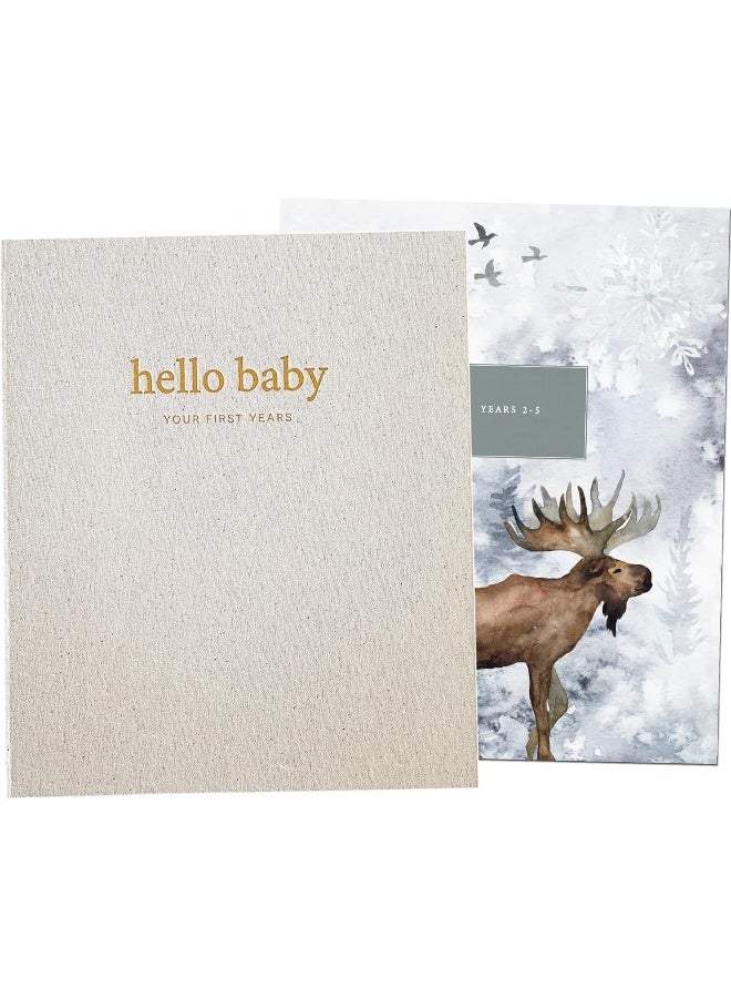 Peachly Unisex Baby Memory Book | Minimalist Baby First Year Keepsake for Milestones | Baby Books First Year Memory Book | Simple Baby Scrapbook for Boy Girl Milestones | Natural Linen Woodland - Image 1