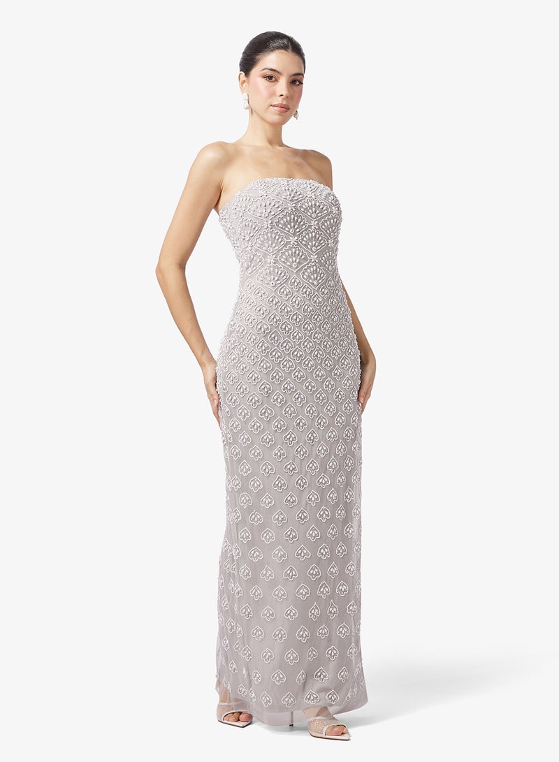 Namshi x Bandeau Beaded Embellished Gown - Image 1