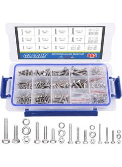 Glarks Glarks 665Pcs M3 M4 M5 M6 Stainless Steel Flat Hex Head Screws Bolts Nuts and Flat Gasket Spring Washers Assortment Set  - Image 1