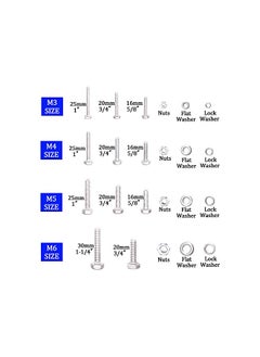 Glarks Glarks 665Pcs M3 M4 M5 M6 Stainless Steel Flat Hex Head Screws Bolts Nuts and Flat Gasket Spring Washers Assortment Set  - Image 2