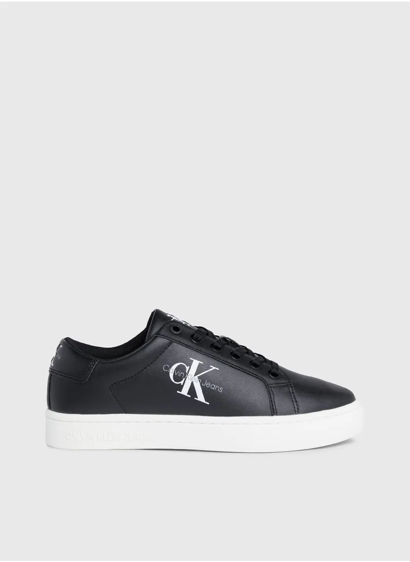 Calvin Klein Jeans Women's Leather Trainers -  bio-based blend leather upper , Black