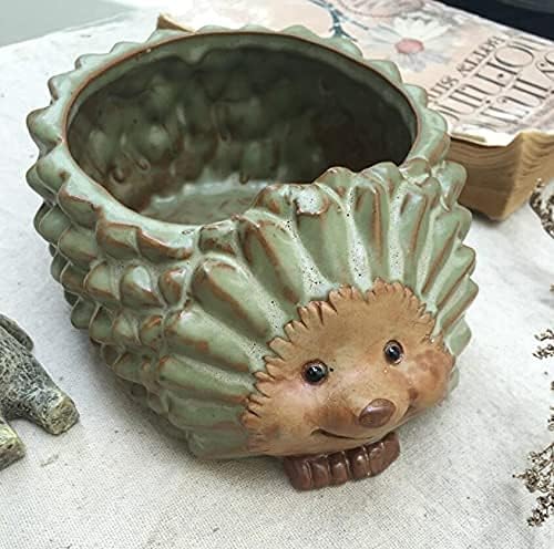 EatingBiting Retro Hedgehog Succulent Flower Pot Vase Handmade Ceramic Planter Garden Home Desktop Decor Planter Flower Pot Pot Small Animal Flower Pot Planter for Home Office Desk Mini Ornament - Image 2