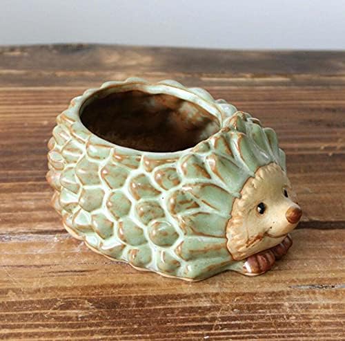 EatingBiting Retro Hedgehog Succulent Flower Pot Vase Handmade Ceramic Planter Garden Home Desktop Decor Planter Flower Pot Pot Small Animal Flower Pot Planter for Home Office Desk Mini Ornament - Image 3