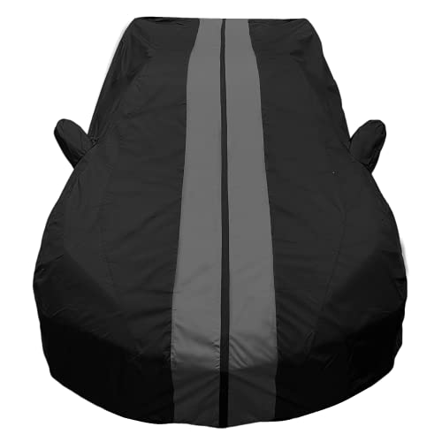 SR1 Performance C8 Corvette Ultraguard Plus All Weather Car Cover - Indoor/Outdoor Protection Water Resistant 300 Denier - Custom Fit for 2020-2025 Stingray, Z51, Z06, E-Ray Corvettes (Black with Gray Stripes) - Image 4