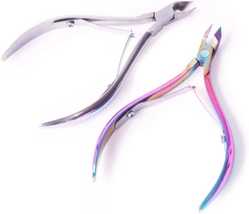 أداة تشذيب احترافية - أداة متينة من الفولاذ المقاوم للصدأ لإزالة الجلد الميت بسهولة، ضرورية للعناية بالأظافر، لا تتضمن أداة دفع الجلد الميت (قطعتان)