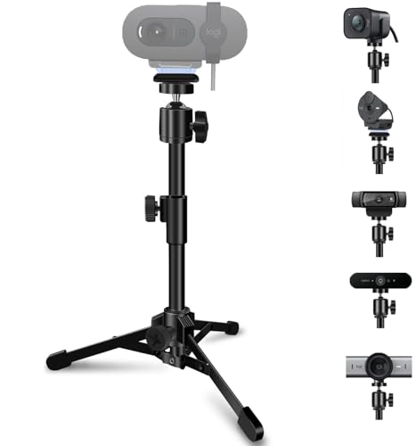 AceTaken Desktop Webcam Tripod Stand, Portable Webcam Mount Holder with Magnet Mount and 1/4 Thread Compatible with Logitech Webcam MX Brio 4K,C920,StreamCam,C930,C922,C925e,C615,Brio 500 300 100 Webcams (1) - Image 1