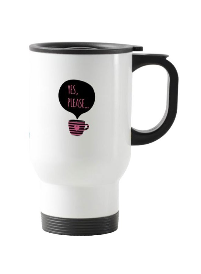 RYN Word Printed Travel Mug White 13centimeter