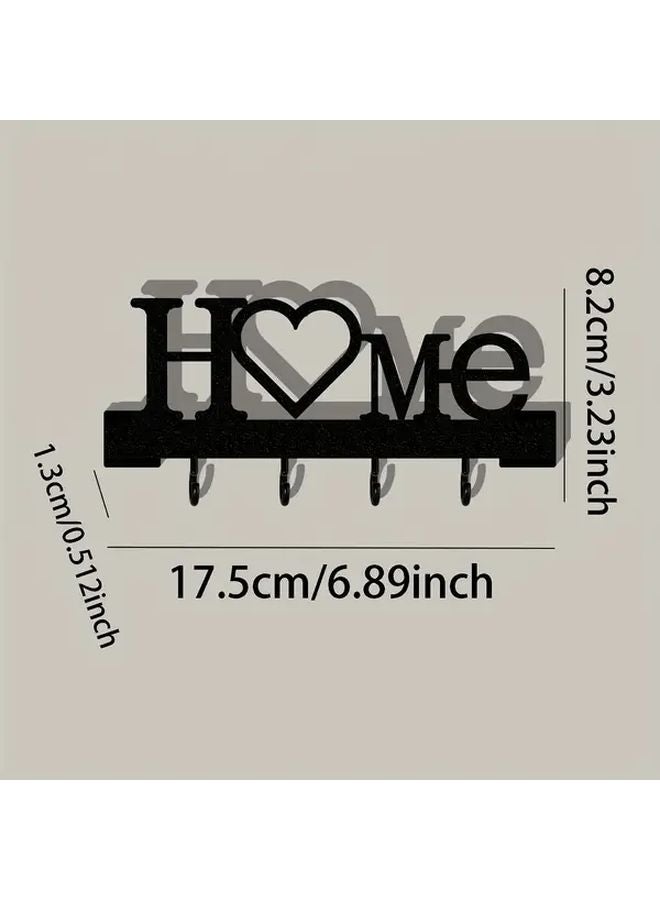 حامل مفتاح أبيض على شكل قلب مثبت على الحائط بدون حفر خطافات مفاتيح معدنية متينة لغرفة المعيشة - Image 5