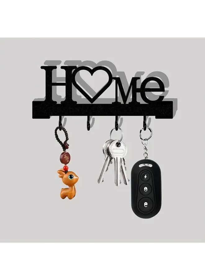 حامل مفتاح أبيض على شكل قلب مثبت على الحائط بدون حفر خطافات مفاتيح معدنية متينة لغرفة المعيشة - Image 3