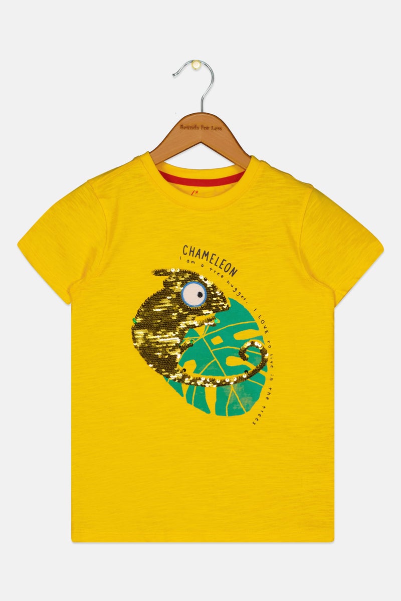 Hamleys تي شيرت قصير الأكمام بطباعة جرافيك للأولاد، أصفر - Image 2