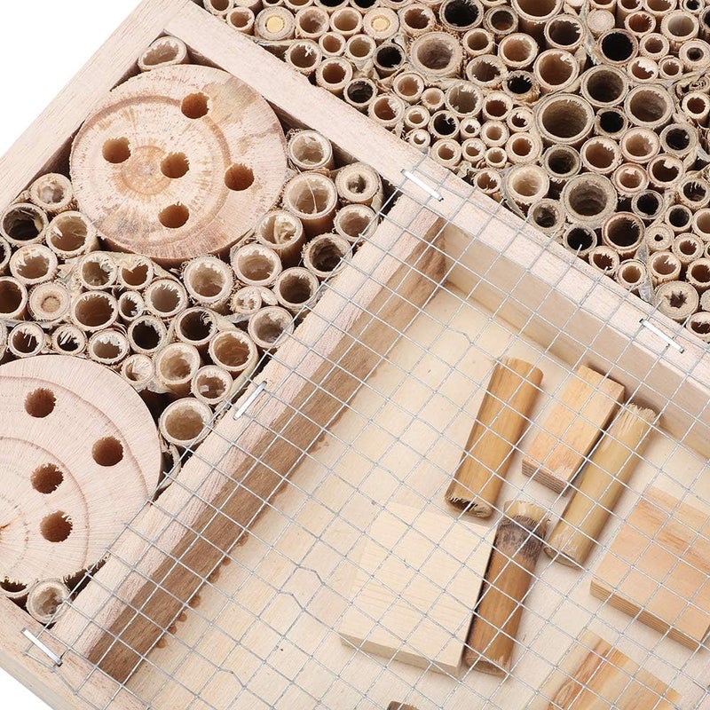 klarako Bee House,Natural Wooden Bee Hive Nests Box,Wood Bug Bee Room Hotel Shelter Home,Attracts Peaceful Bee Pollinators to Enhance Your Garden's Productivity - Image 4