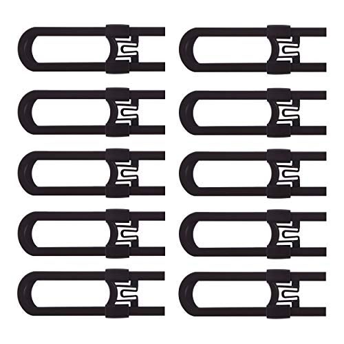 CUTESAFETY - Sliding Cabinet Locks Baby Proofing – Adjustable Child Safety Latches for Knobs & Handles – 10 Pack – No Adhesive Drilling or Tools - Brown - Image 1