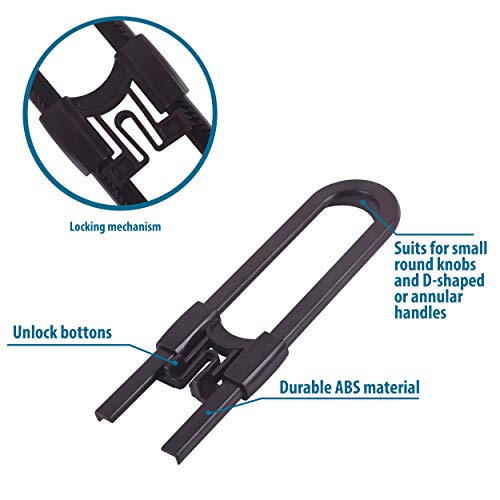CUTESAFETY - Sliding Cabinet Locks Baby Proofing – Adjustable Child Safety Latches for Knobs & Handles – 10 Pack – No Adhesive Drilling or Tools - Brown - Image 3