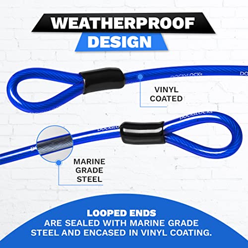 DocksLocks Weatherproof Straight Security Cable (5ft to 25ft Lengths) with Reinforced Looped Ends, Anti-Theft Protection for Kayaks, Bikes, Paddleboards, Outdoor Equipment, Bicycles and More 10ft - Image 4