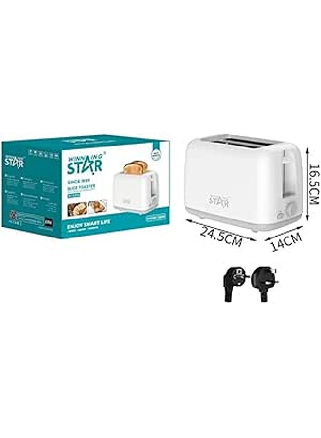 Winning Star 650-750W 2-Slice Toaster | Adjustable Browning Control with Compact Design for Easy Cleanup