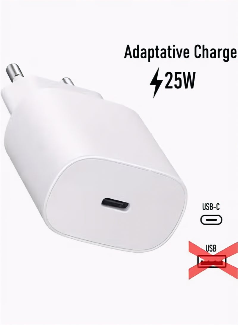 25W USB-C Charger & 1M Type-C to Type-C Cable – PD Fast Charging, Compatible with Samsung & Other USB-C Devices (White) - Image 2
