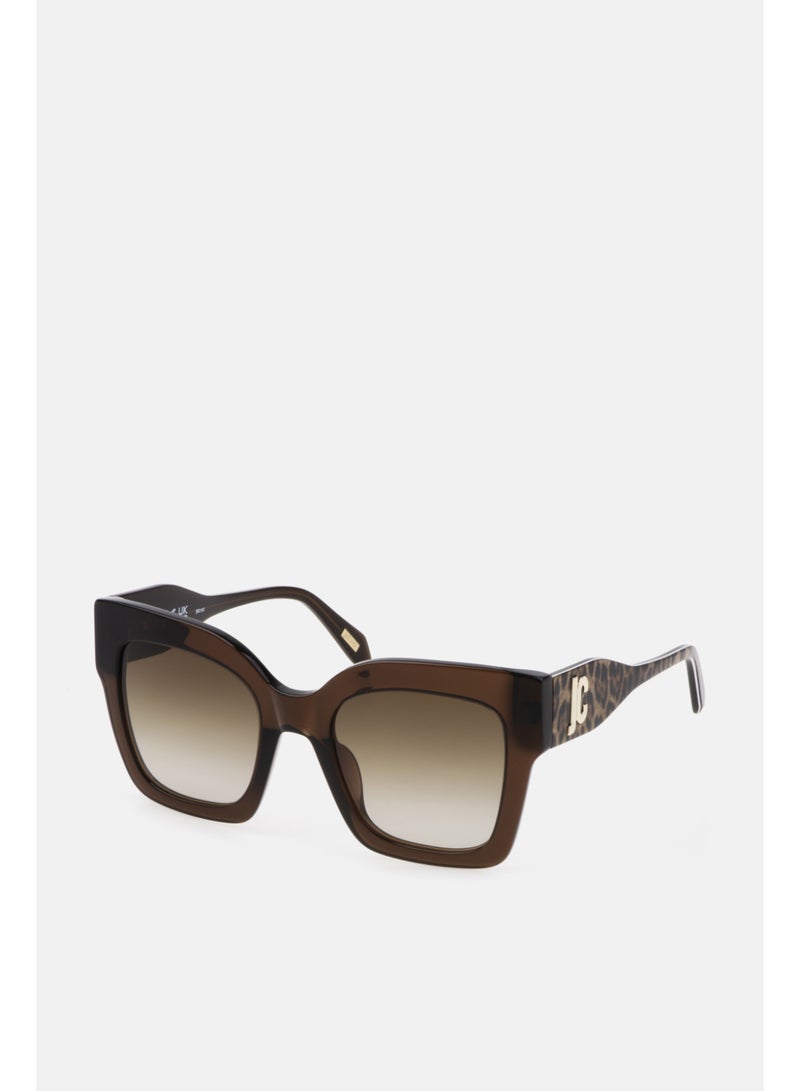 Just Cavalli Women's Square Shape  Acetate Sunglasses SJC019 520AAK - Lens Size: 52 Mm - Shiny Transp.Brown - Image 1