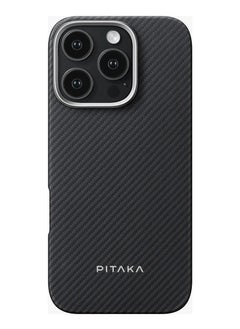 PITAKA iPhone 16 Pro Max Case Ultra Slim / Compatible with MagSafe / 3D Grip Textured / Raised Camera Lip - Black/Gray  - Image 1